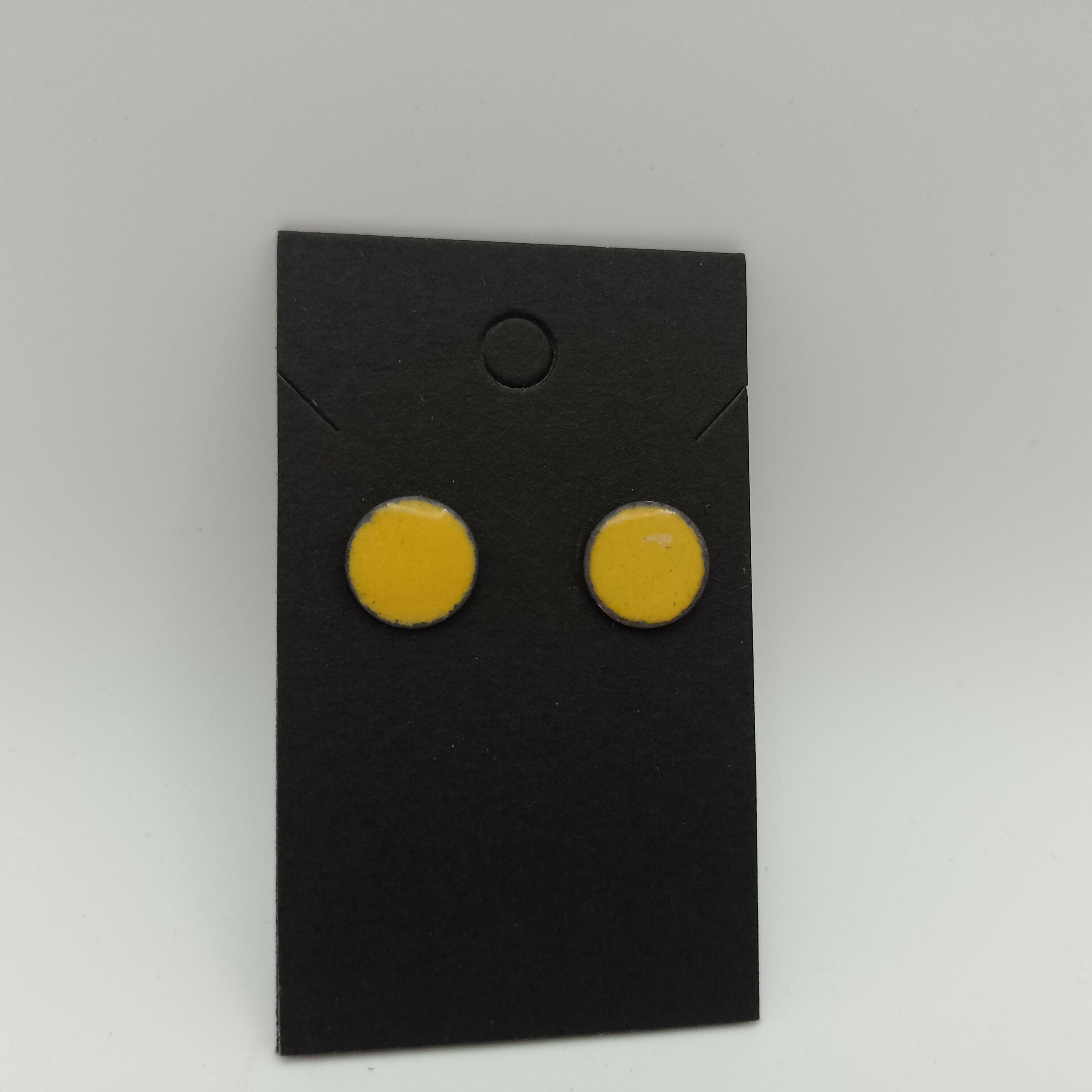 Yellow Circle Enamel Stud Earrings