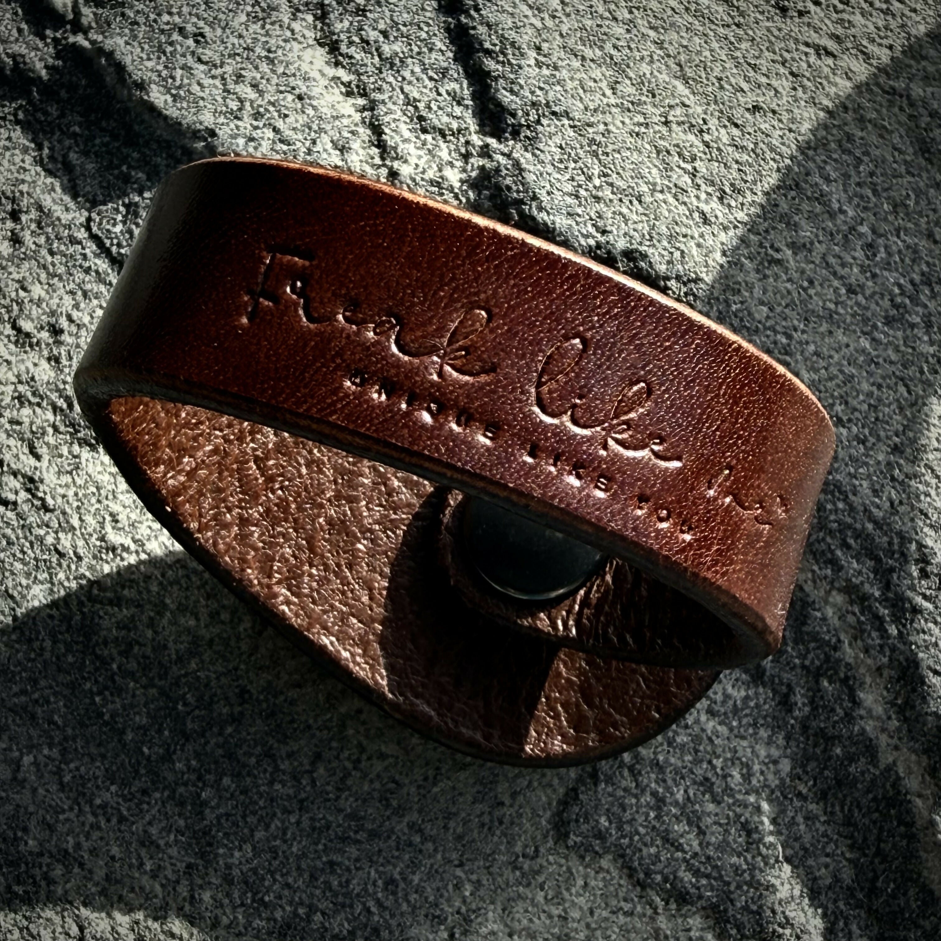 Handcrafted Natural Leather & Mohave Turquoise Gemstone Bracelet - Size S or M