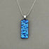 Blue Raindrop Dichroic Fused Glass Pendant with Silver Plated Chain - Handmade by Jade Tapson Glass.