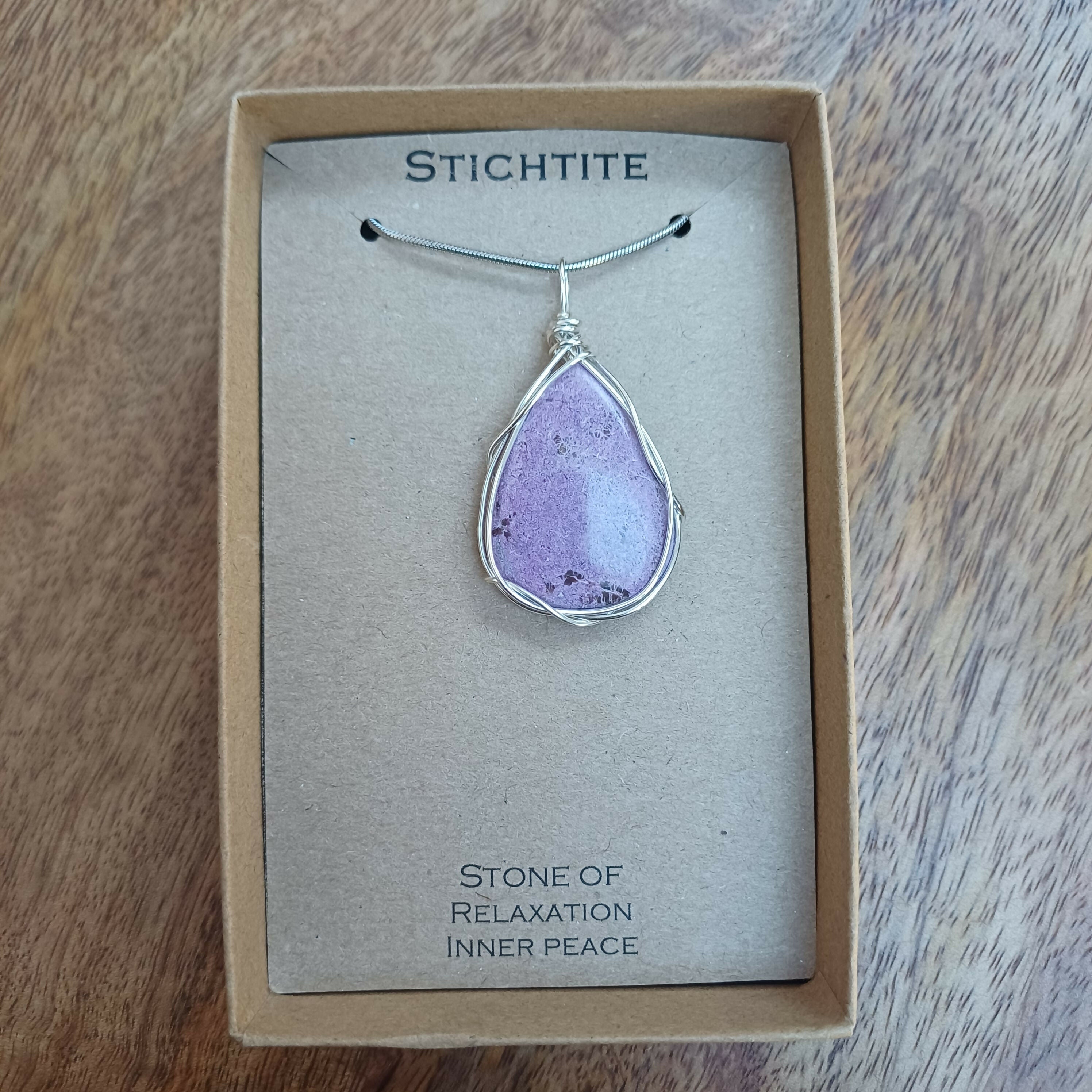 Stichtite Wire Wrapped Pendant