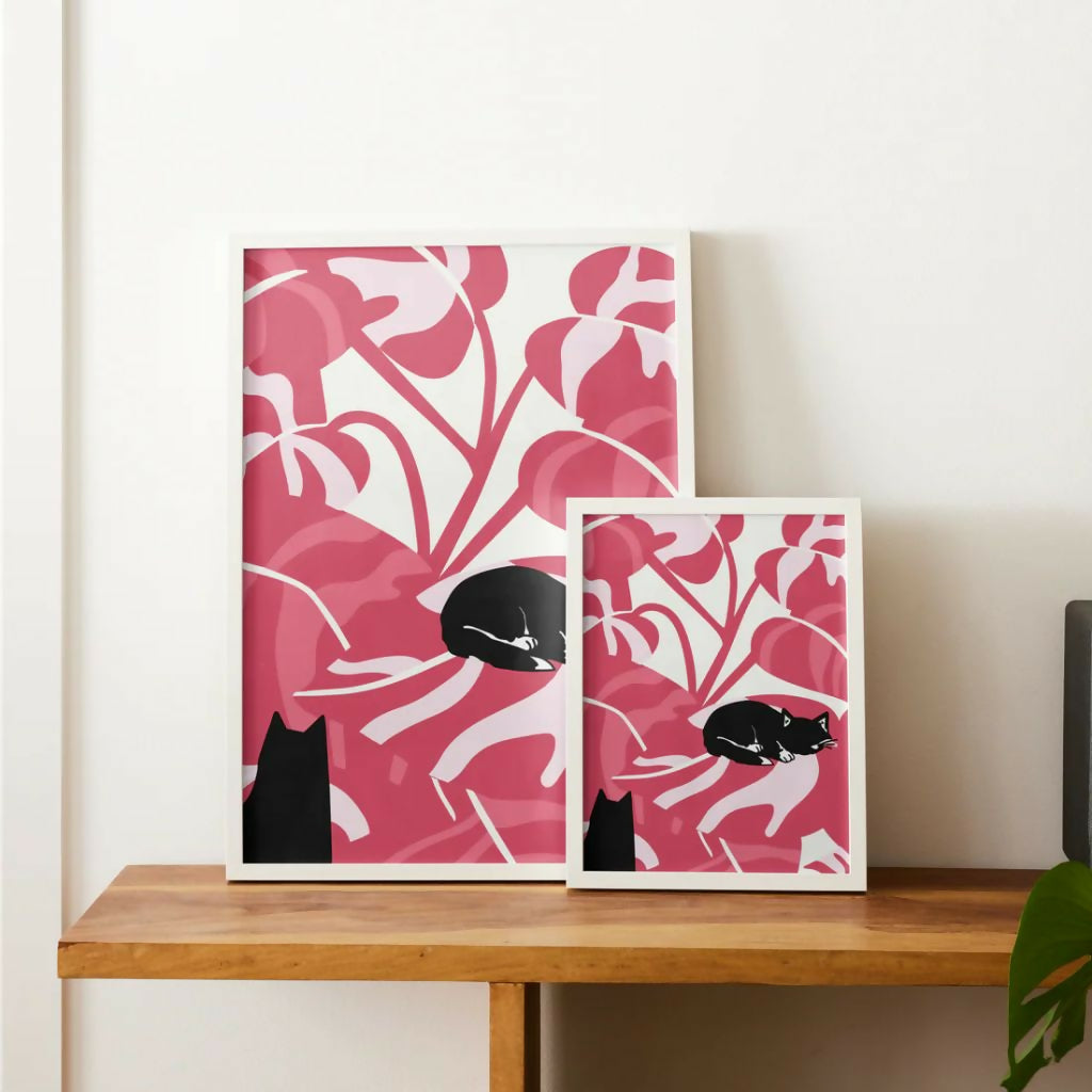 Cats & Plants A4 Print