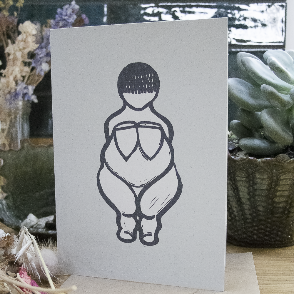 VENUS OF WILLENDORF LINOCUT GREETING CARD