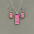 Pink Flower Dichroic Glass Necklace and Earrings Set - Sterling Silver, Handmade by Jade Tapson Glass.