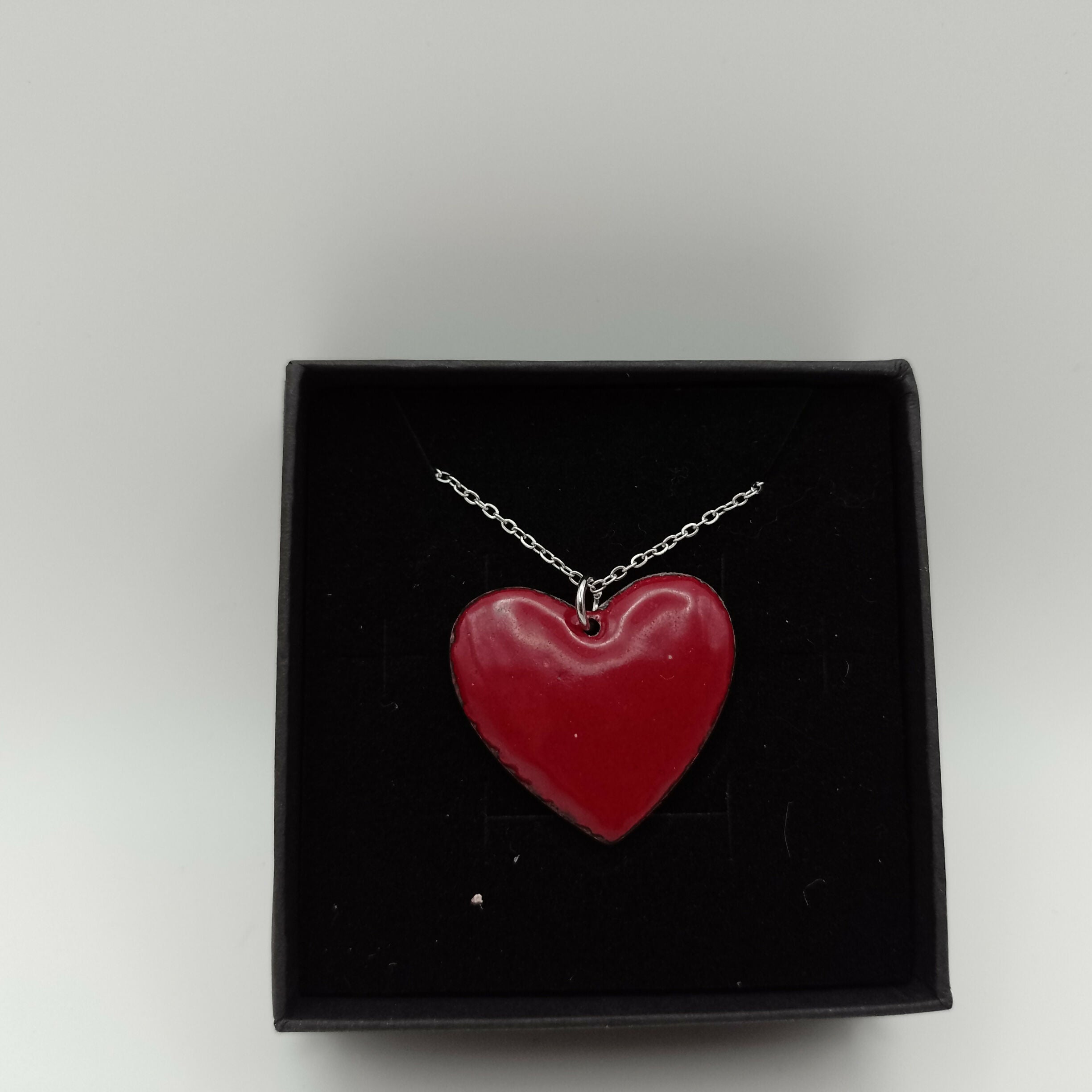 Dark Red Enamel Heart Pendant