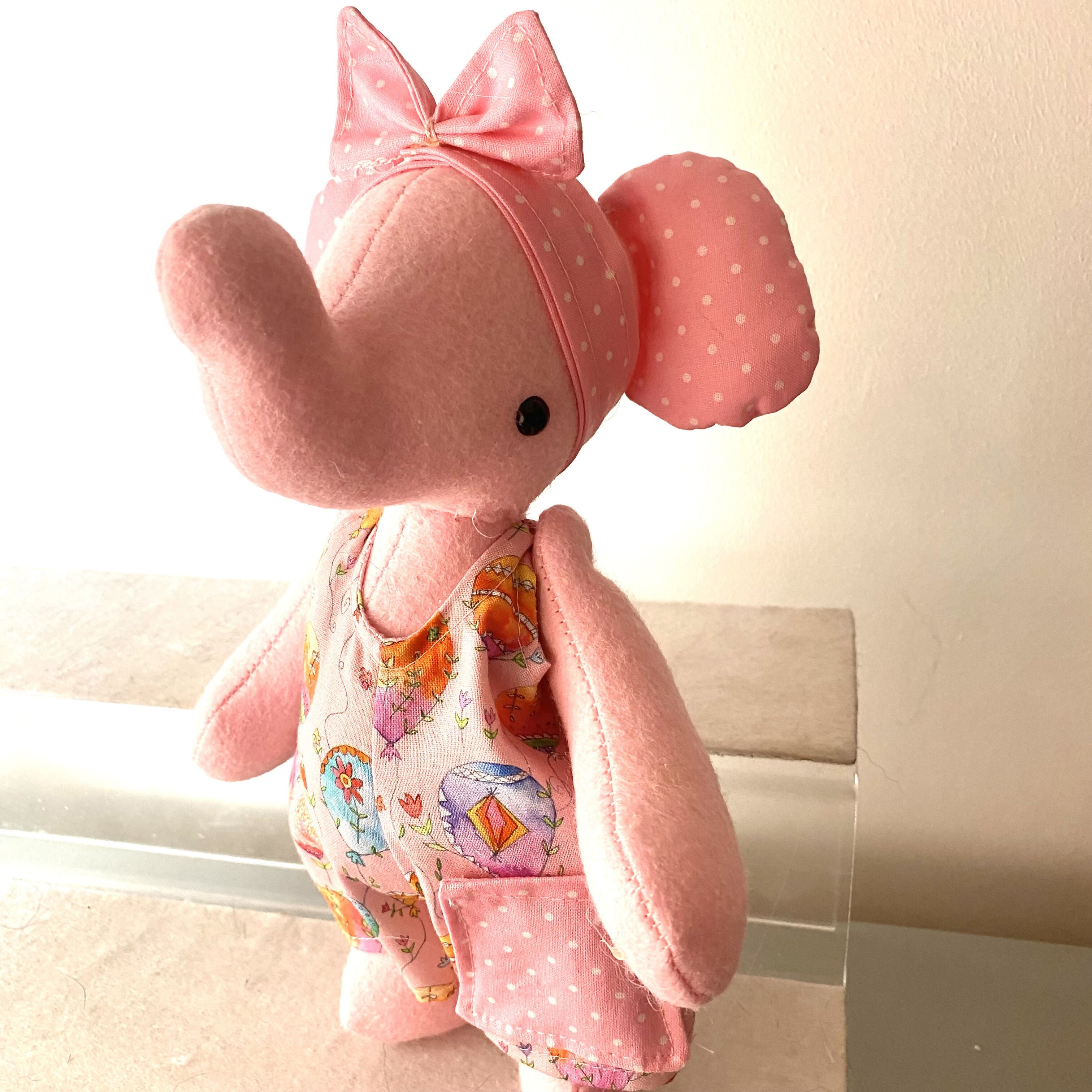 Felt Elephant With Pink Dungarees