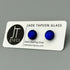 Mid Blue Dichroic Fused Glass Sterling Silver Stud Earrings - Handmade by Jade Tapson Glass.