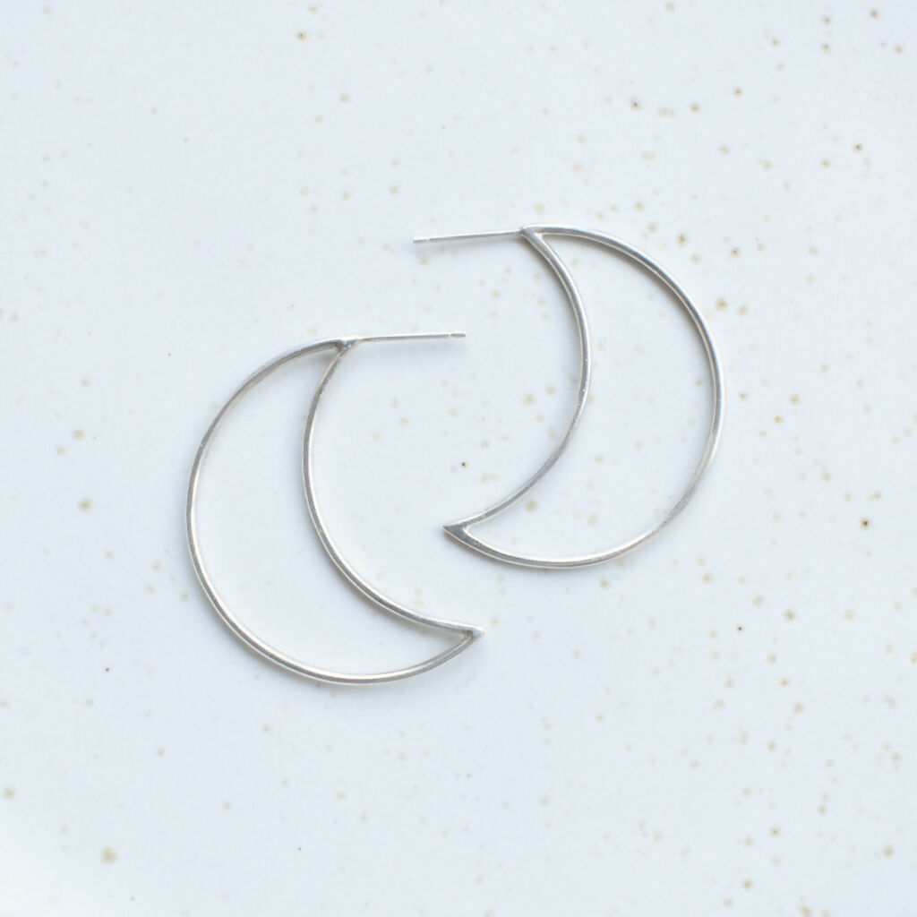 Sterling Silver Crescent Hoop Earrings