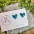 Blue and Gold Fleck Heart Polymer Clay Studs