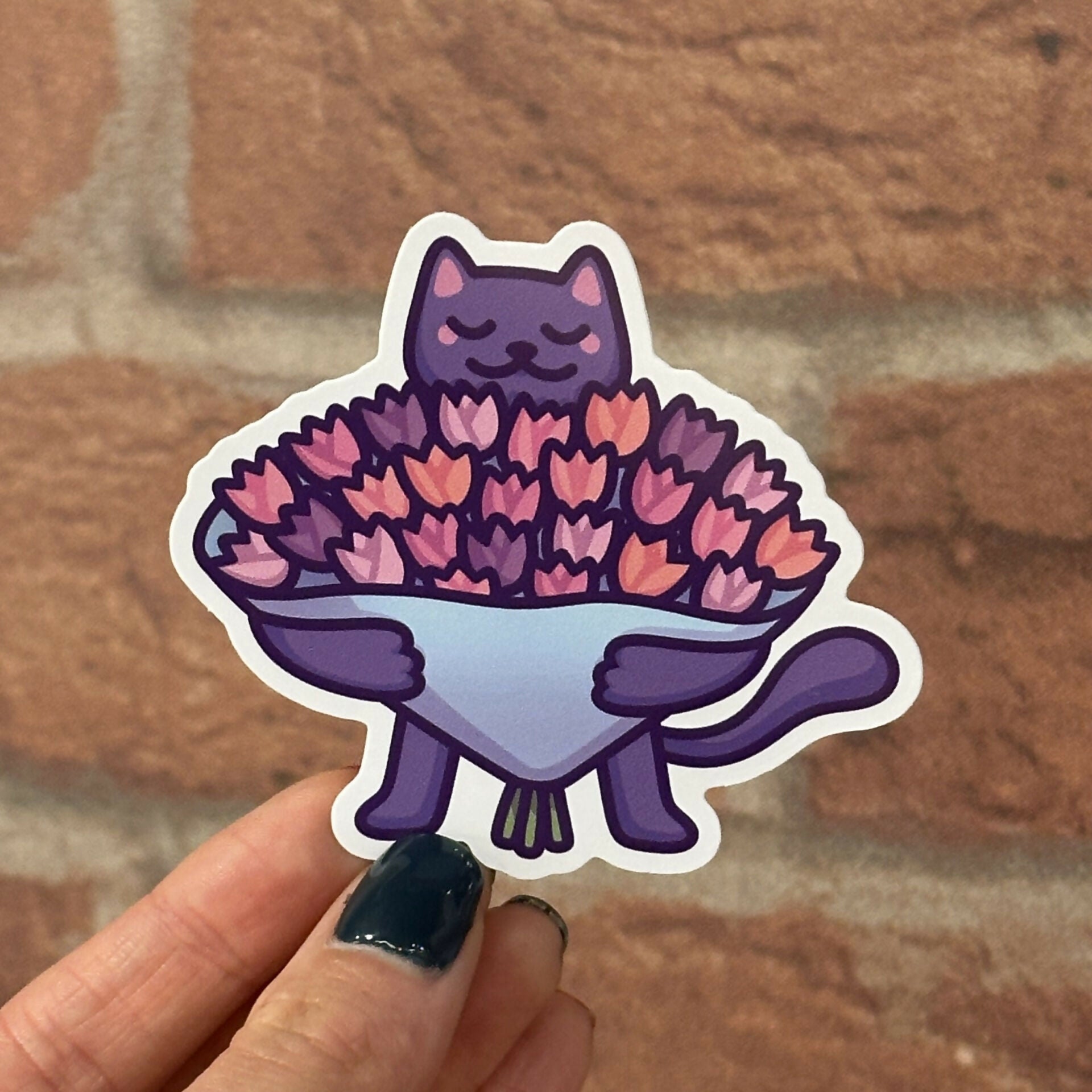 Flower Bouquet | Individual Cute Cat Sticker
