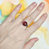 Handmade Pink And Red Leaf Resin And Stainless Steel Adjustable Ring