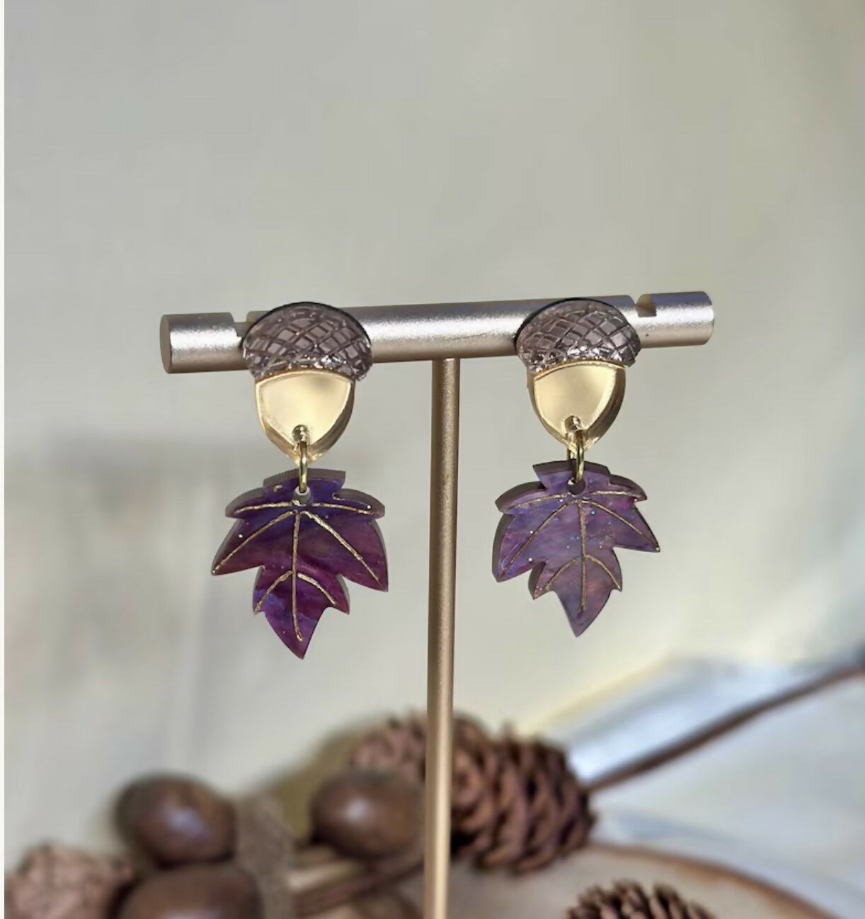 Autumn Maple leaf dangly earrings