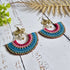 Pink Rose Quartz Statement Earrings; Handmade Bohemian Macramé Earrings With Gold Spiral Wirework