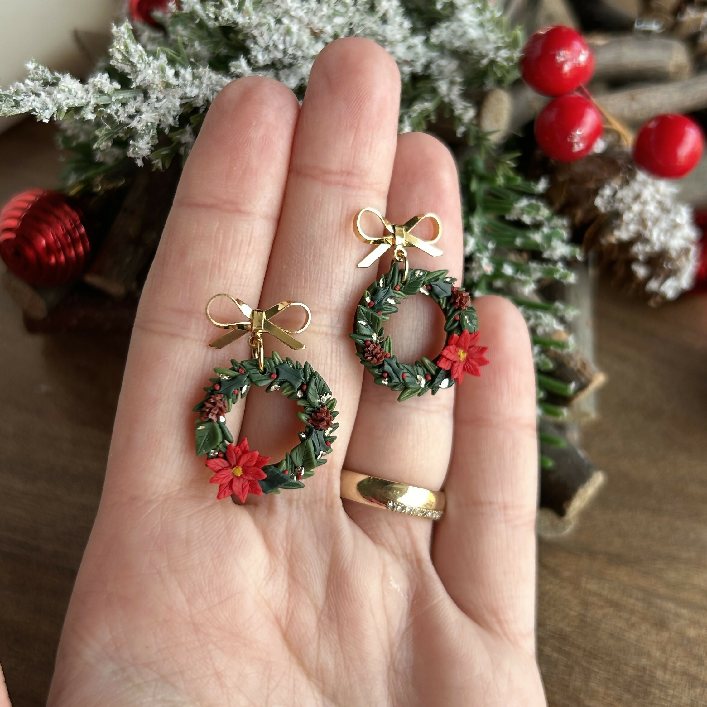 Christmas Wreath Earrings