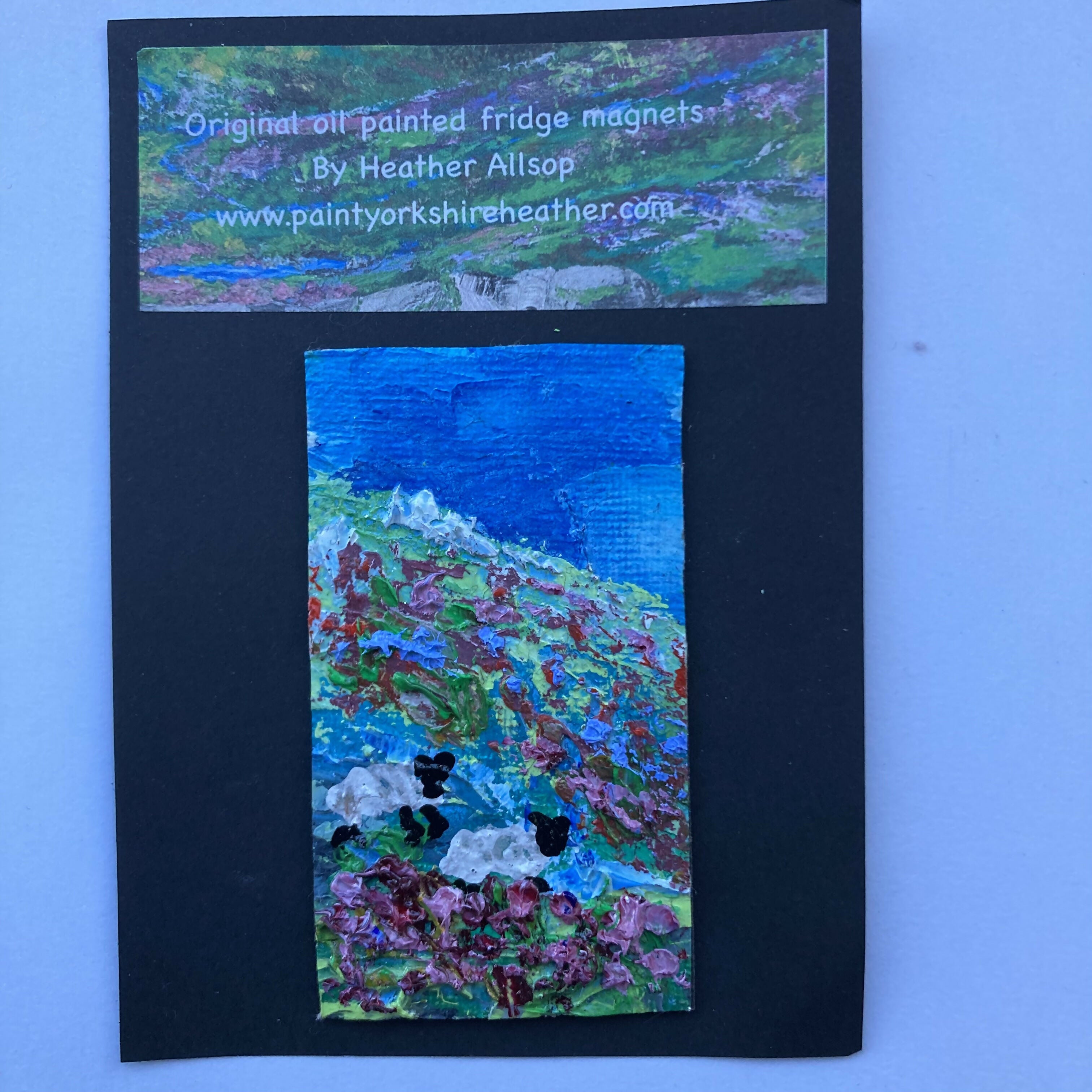 2 Sheep Oil Painting Mini Canvas Fridge Magnet