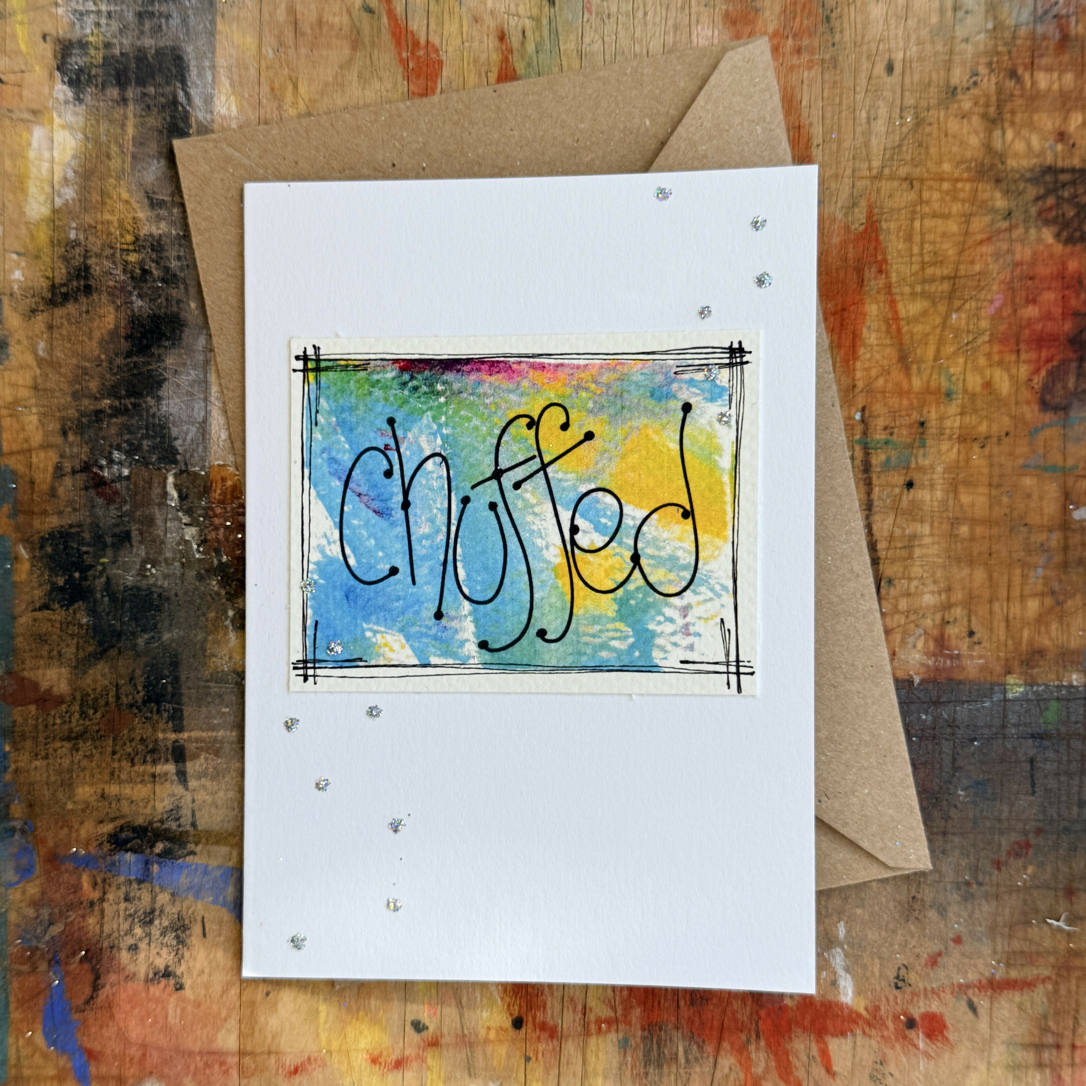 Abstract Chuffed Card in Blue