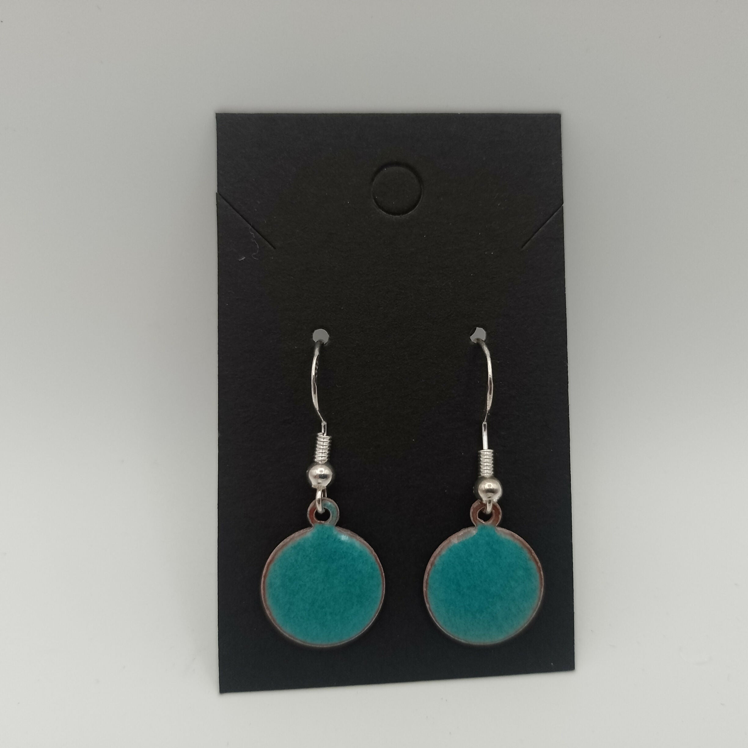 Jade Green Enamel Circle Earrings