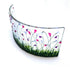 Large Freestanding Fused Glass Curve With Pink, Violet & Lavender Flowers