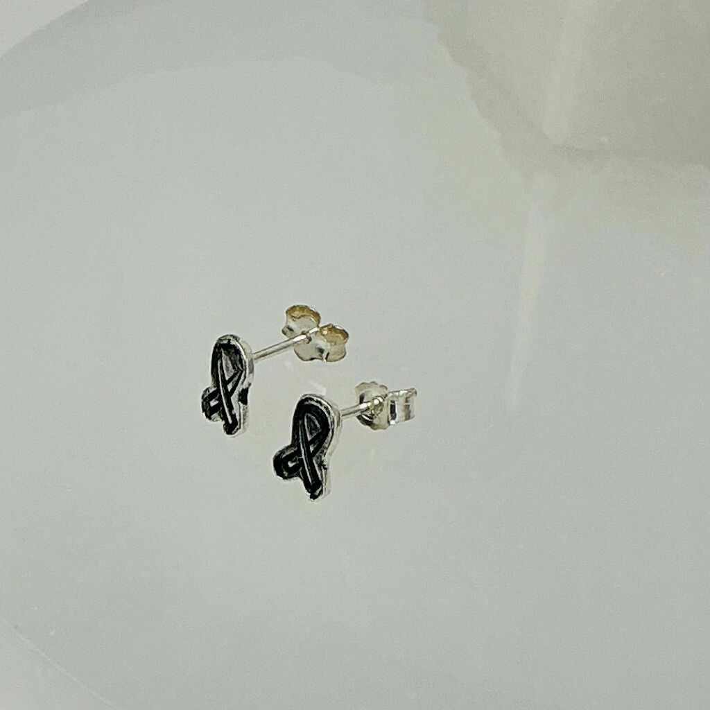 Sterling Silver Awareness Ribbon Stud Earrings
