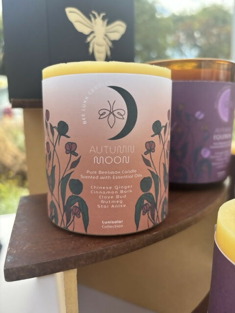Autumn Moon - 100% Natural Essential Oil & Beeswax Pillar Candle