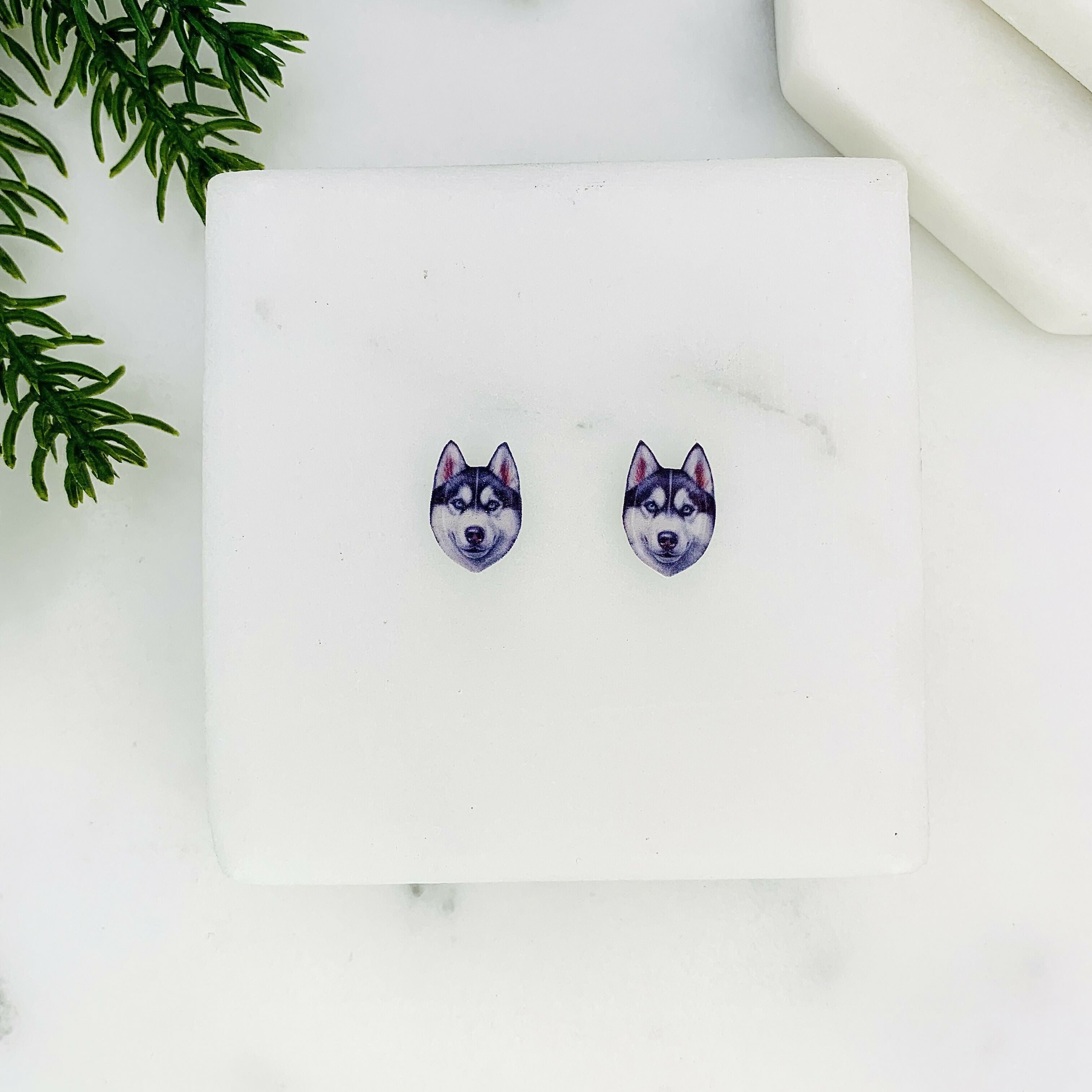 Husky Dog Stud Earrings