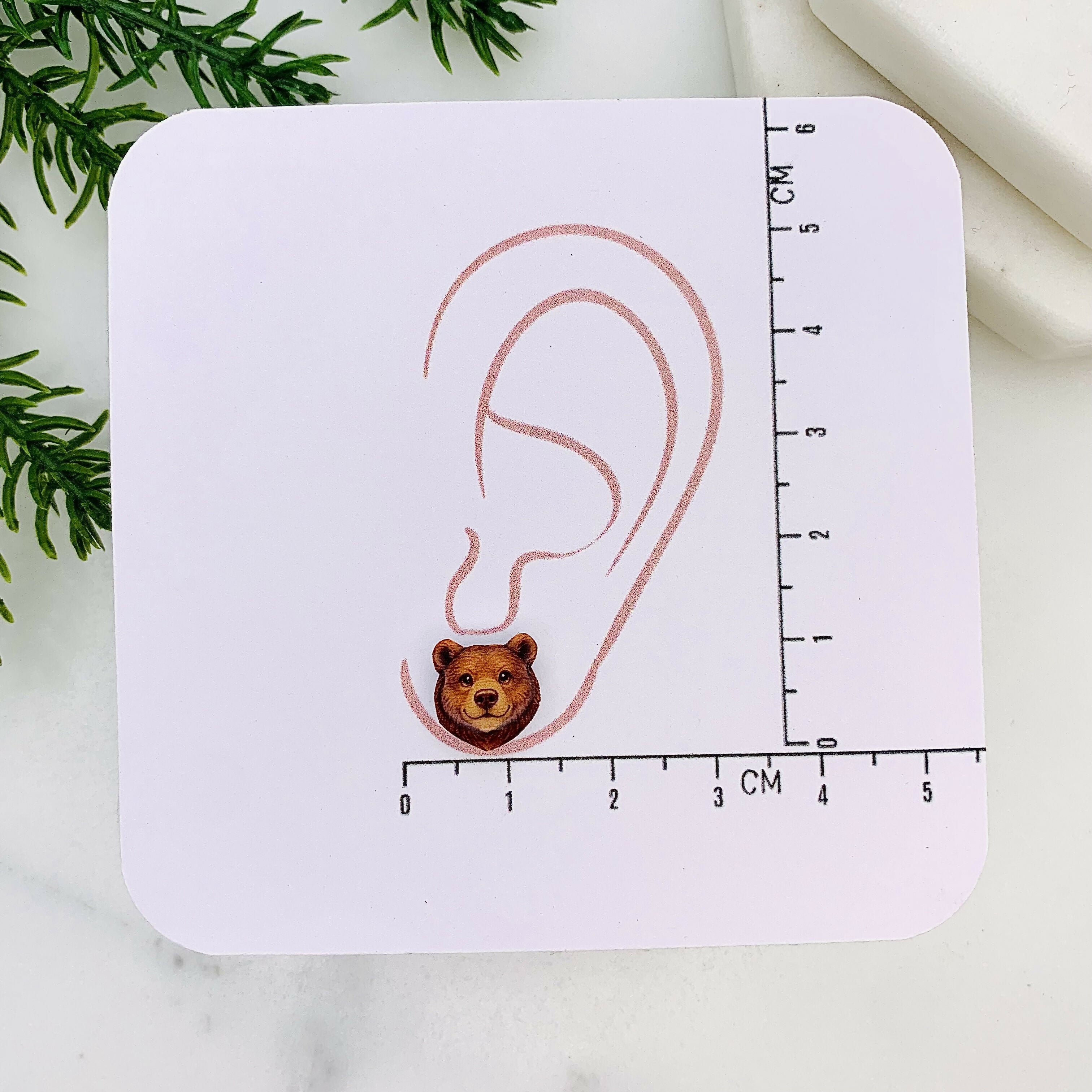 Brown Bear Stud Earrings