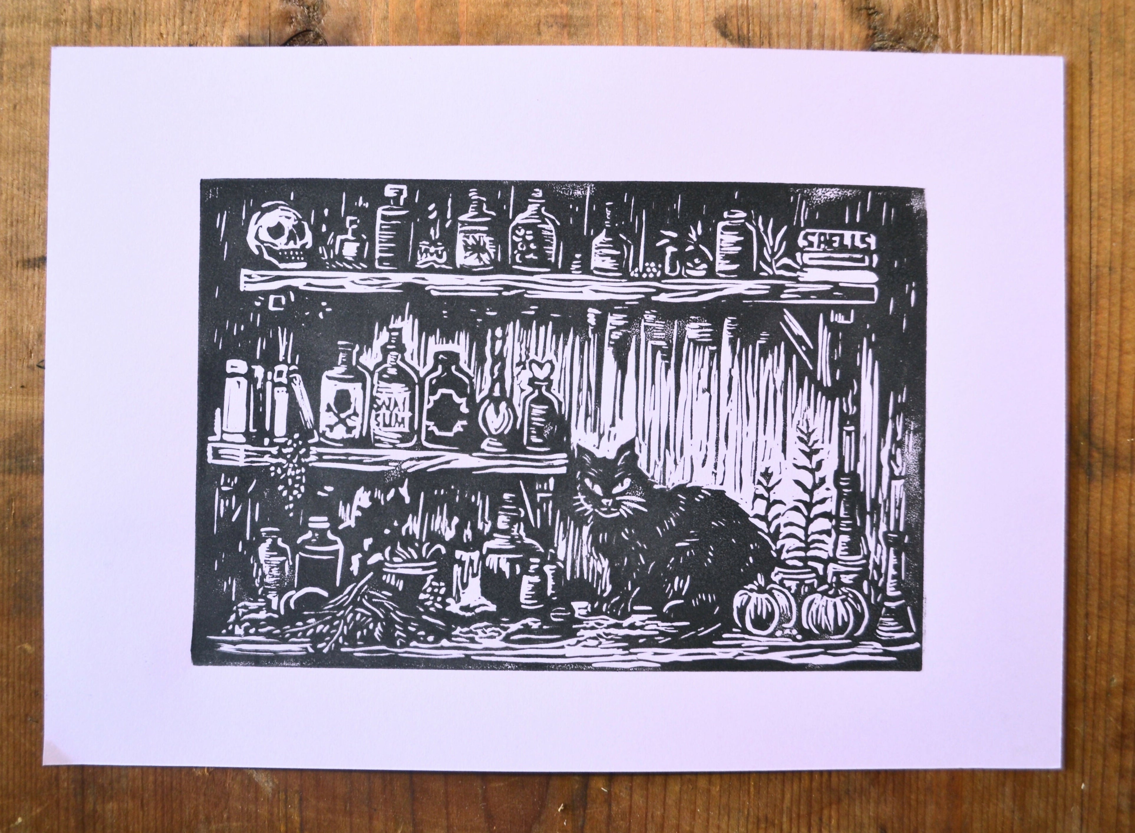 Potions Cat Lino Print