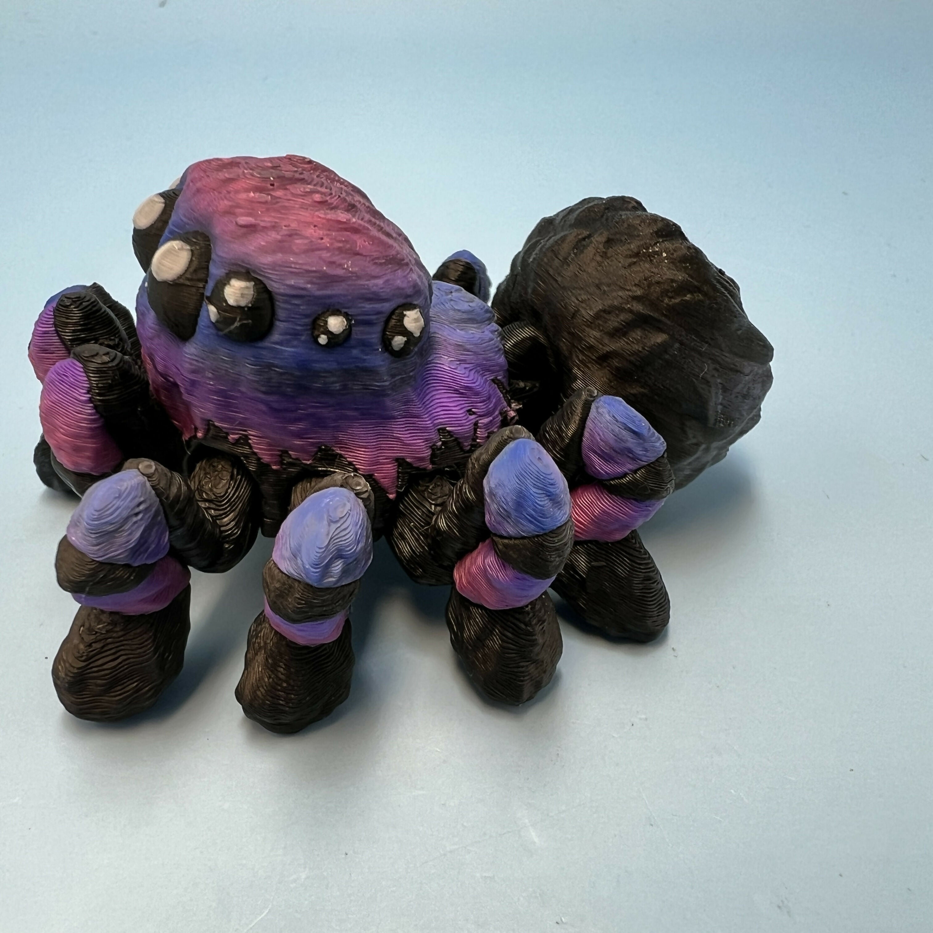 3D Printed MEDIUM: Articulated Sensory Fidget Animals friends Spider (Purple/Black) 7cm