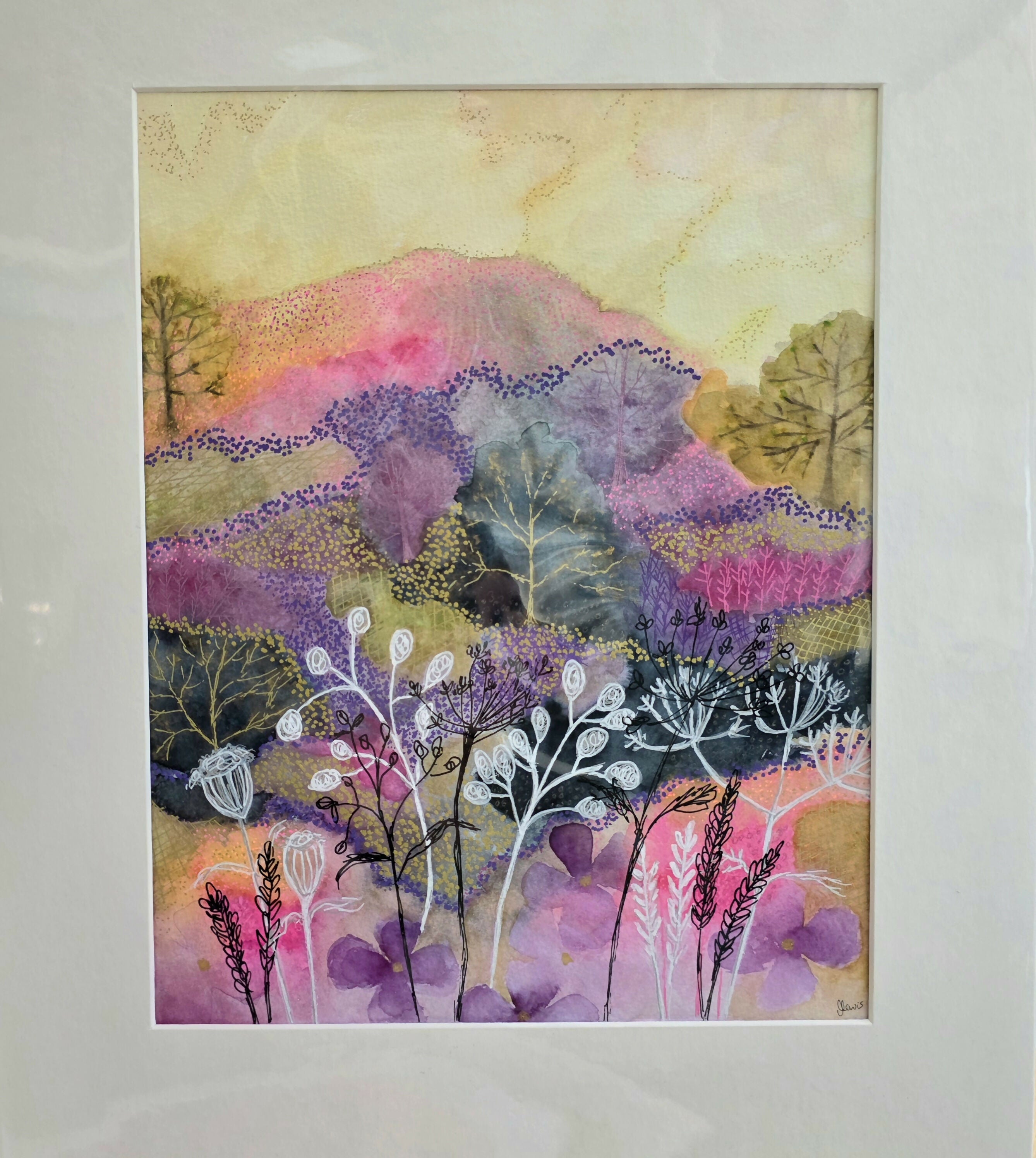 'Hedgerow in Late Summer' Original Mixed Media Painting