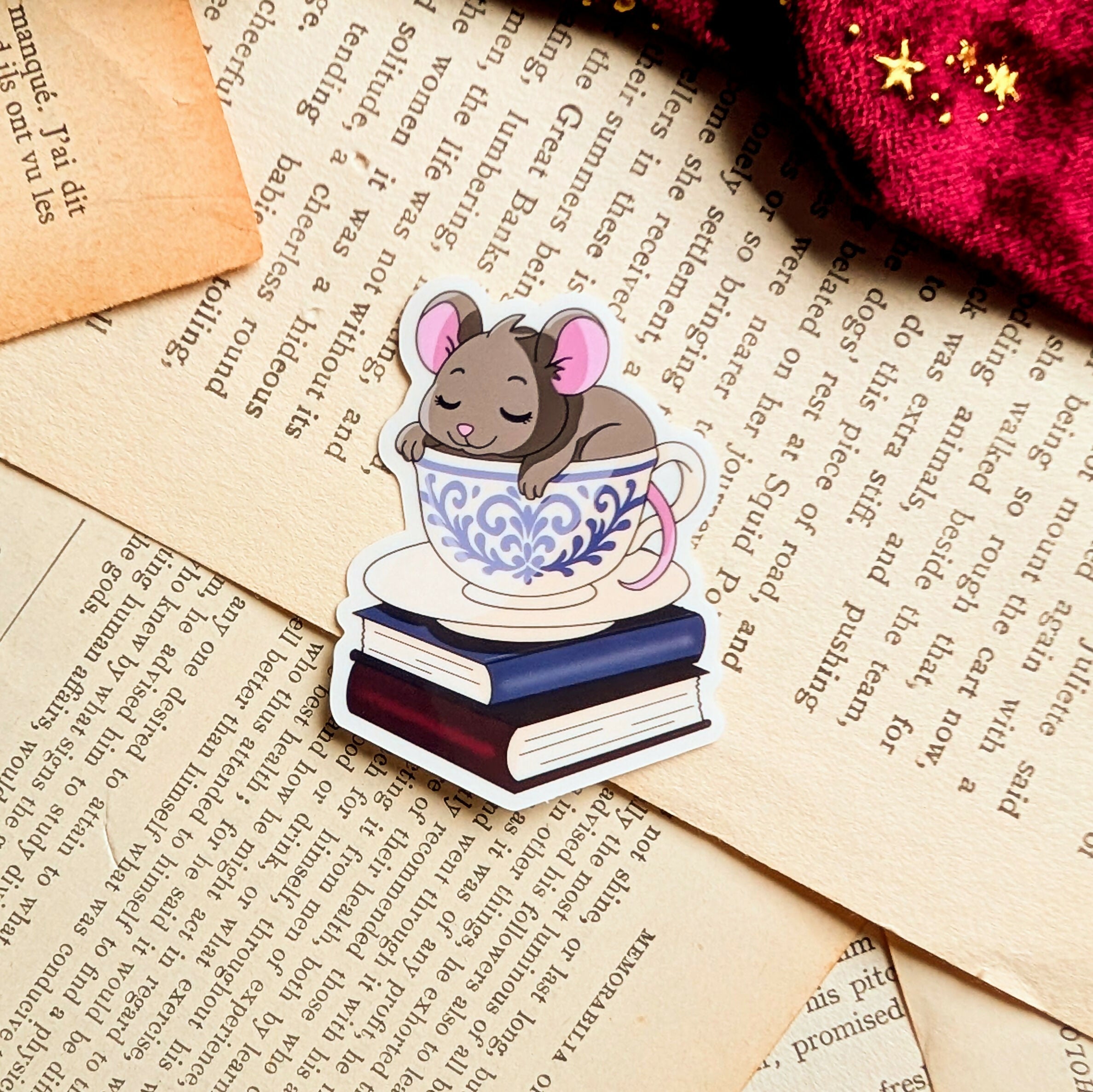 Doris the Bookish Mouse Clear Sticker