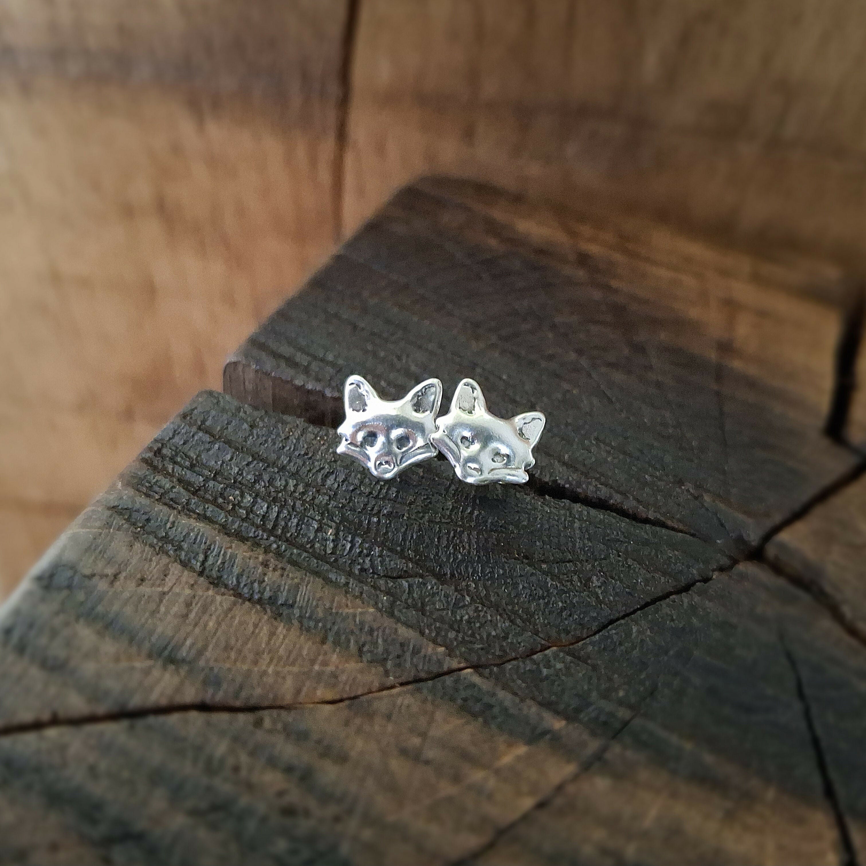 Handmade Silver Fox Studs