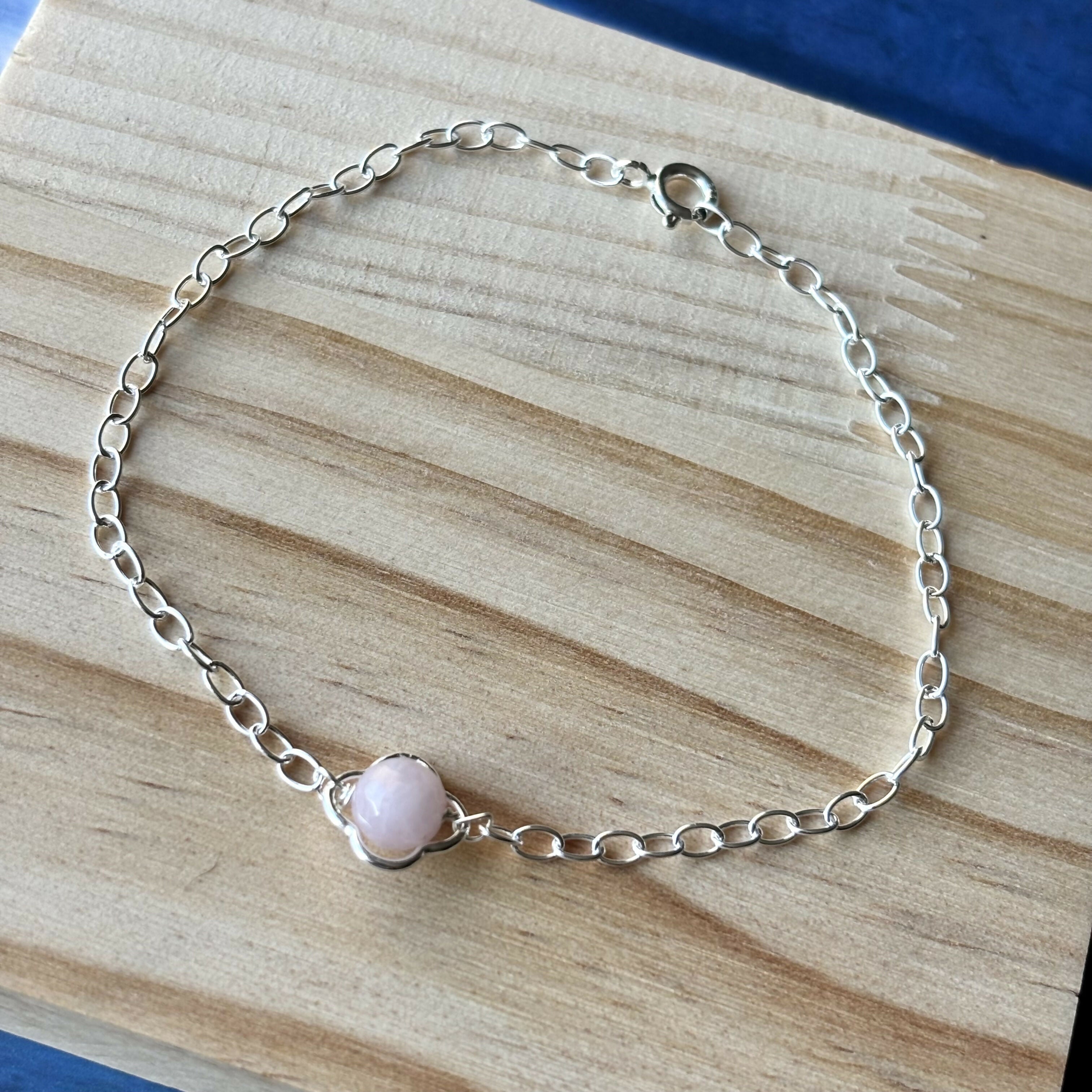 Sterling Silver Clover Gemstone Bracelet