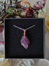 Amethyst Wire Wrapped Crystal Necklace on Sterling Silver Chain