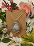 Blue Lace Agate Wire Wrapped Crystal Necklace on Sterling Silver Chain