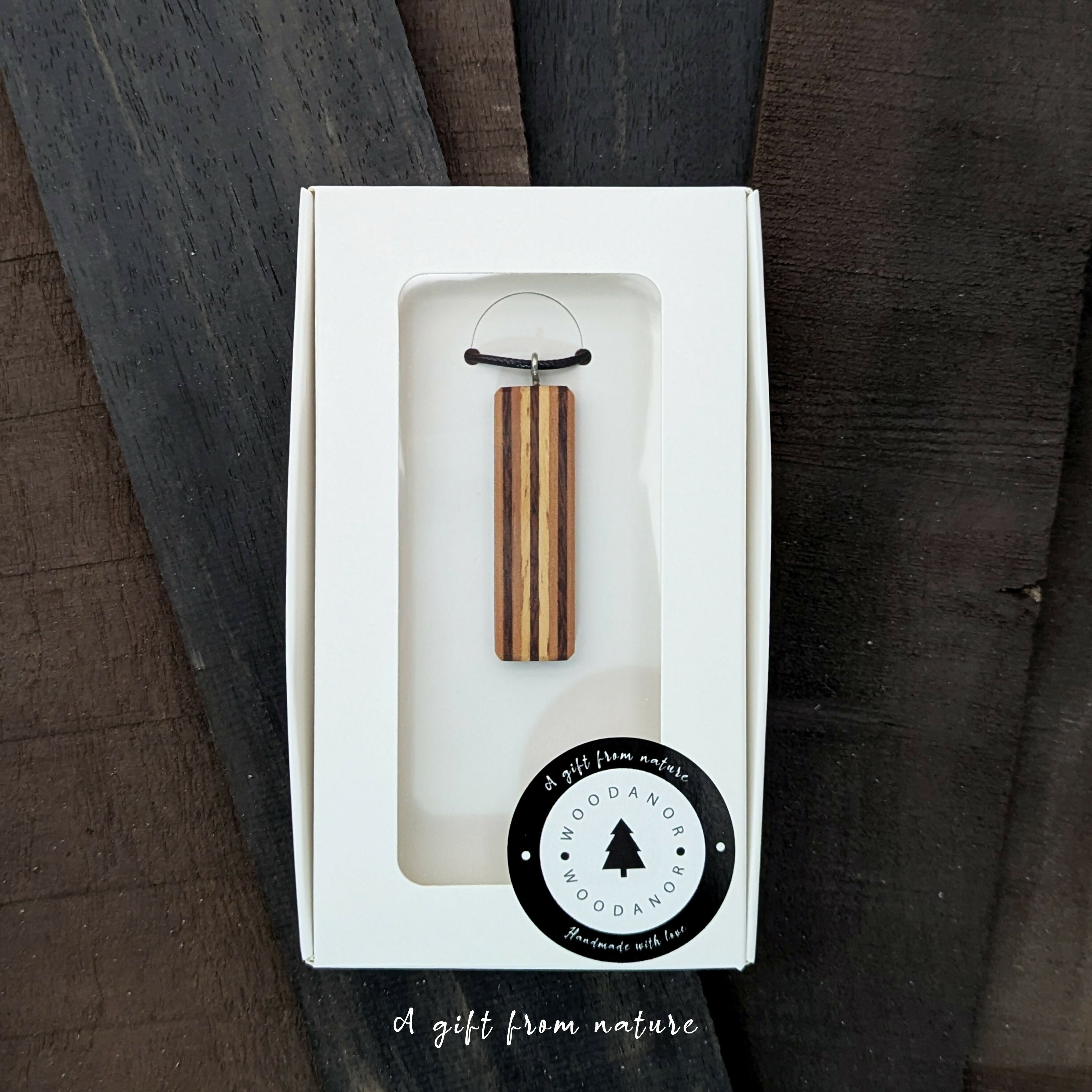 Striped Wood Pendant Necklace