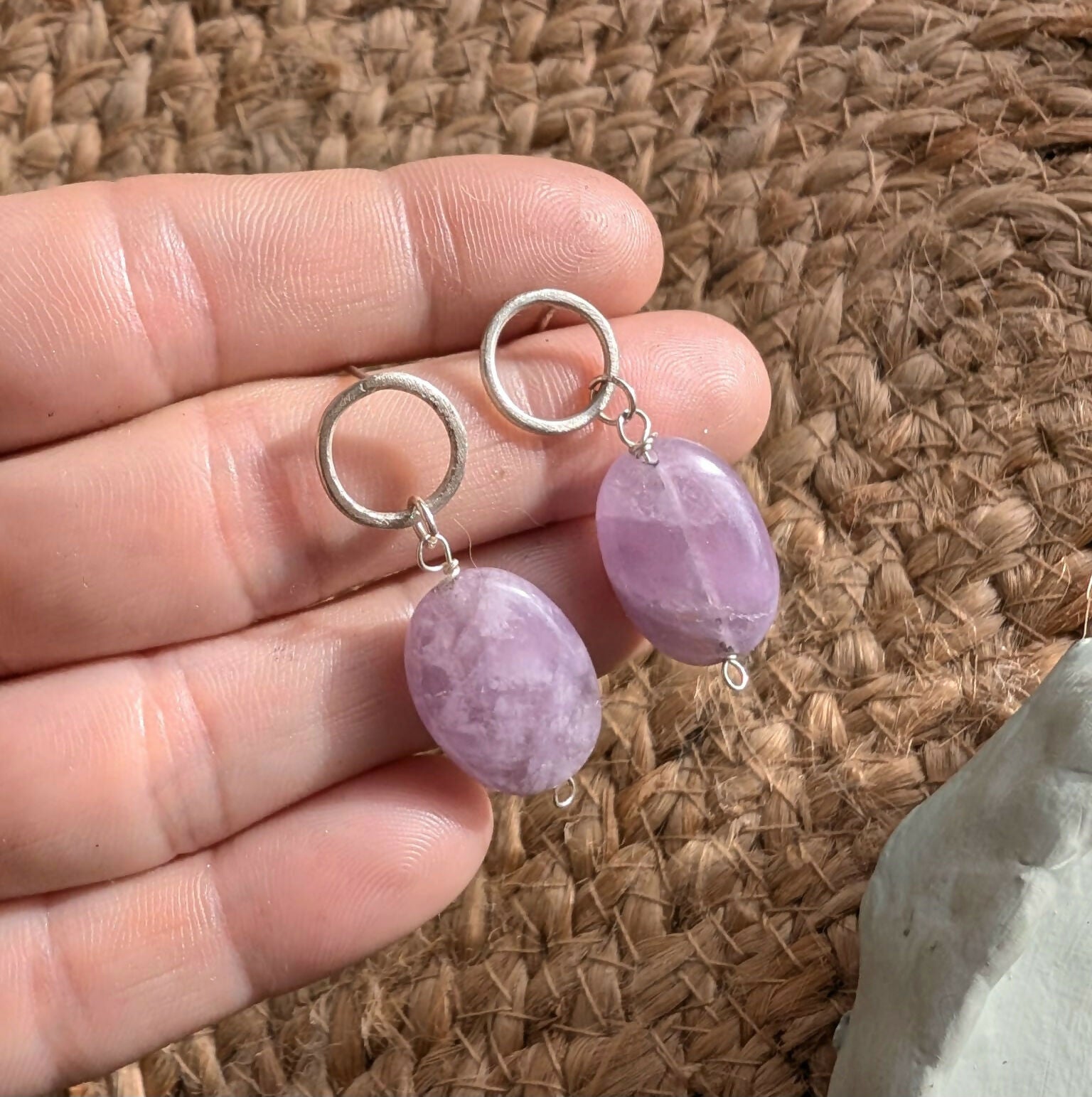 Sterling Silver Amethyst Dangle Earrings with Silver Studs