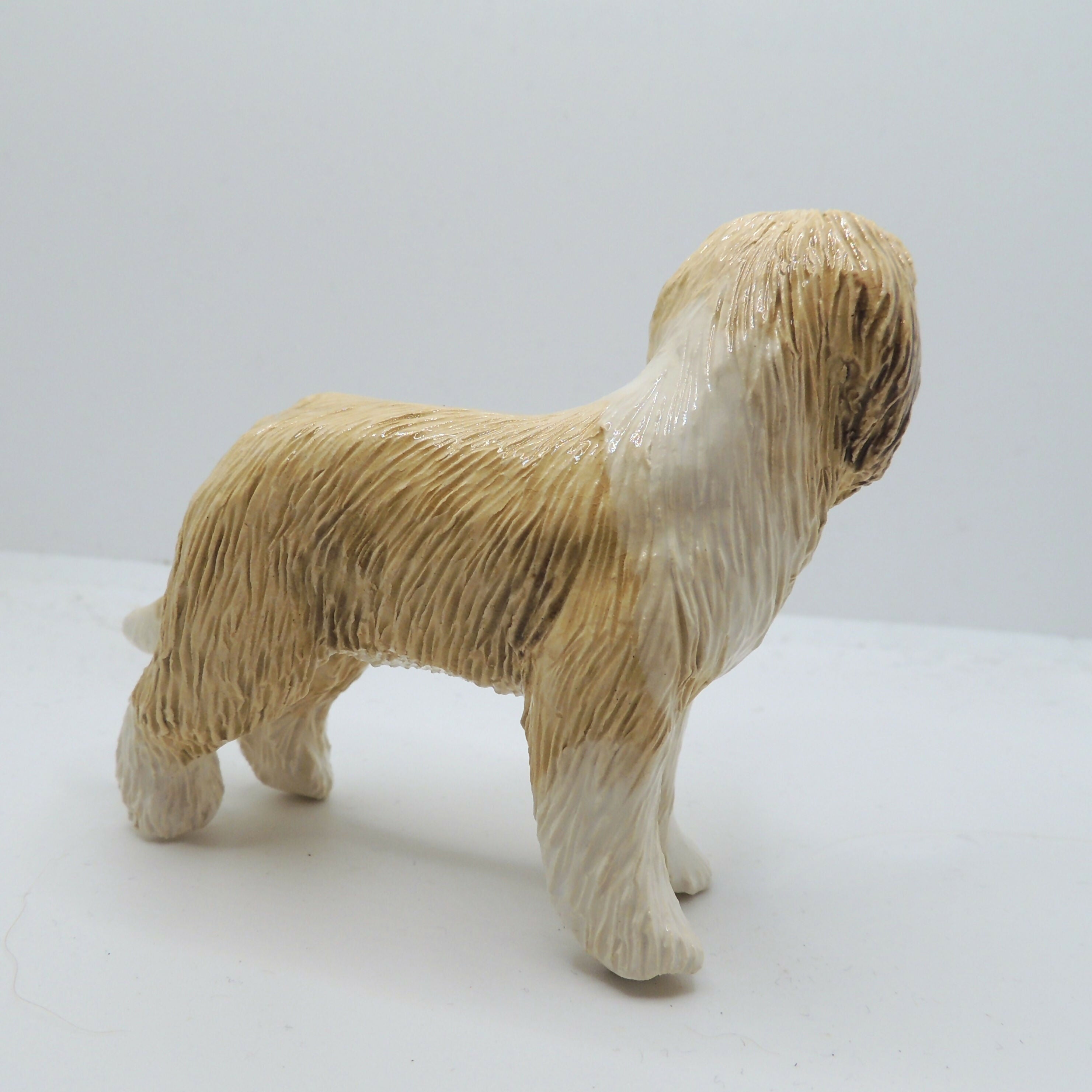 Ceramic Bearded Collie Sculpture, Fawn