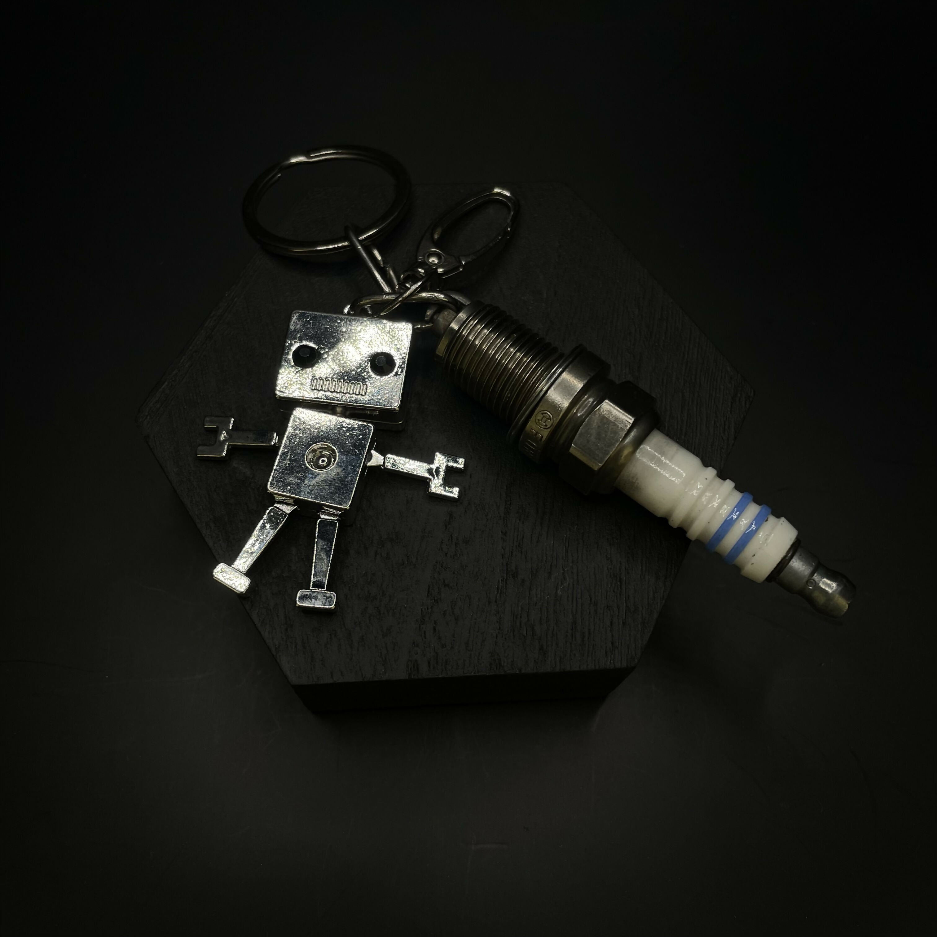 Spark Plug & Robot Keyring