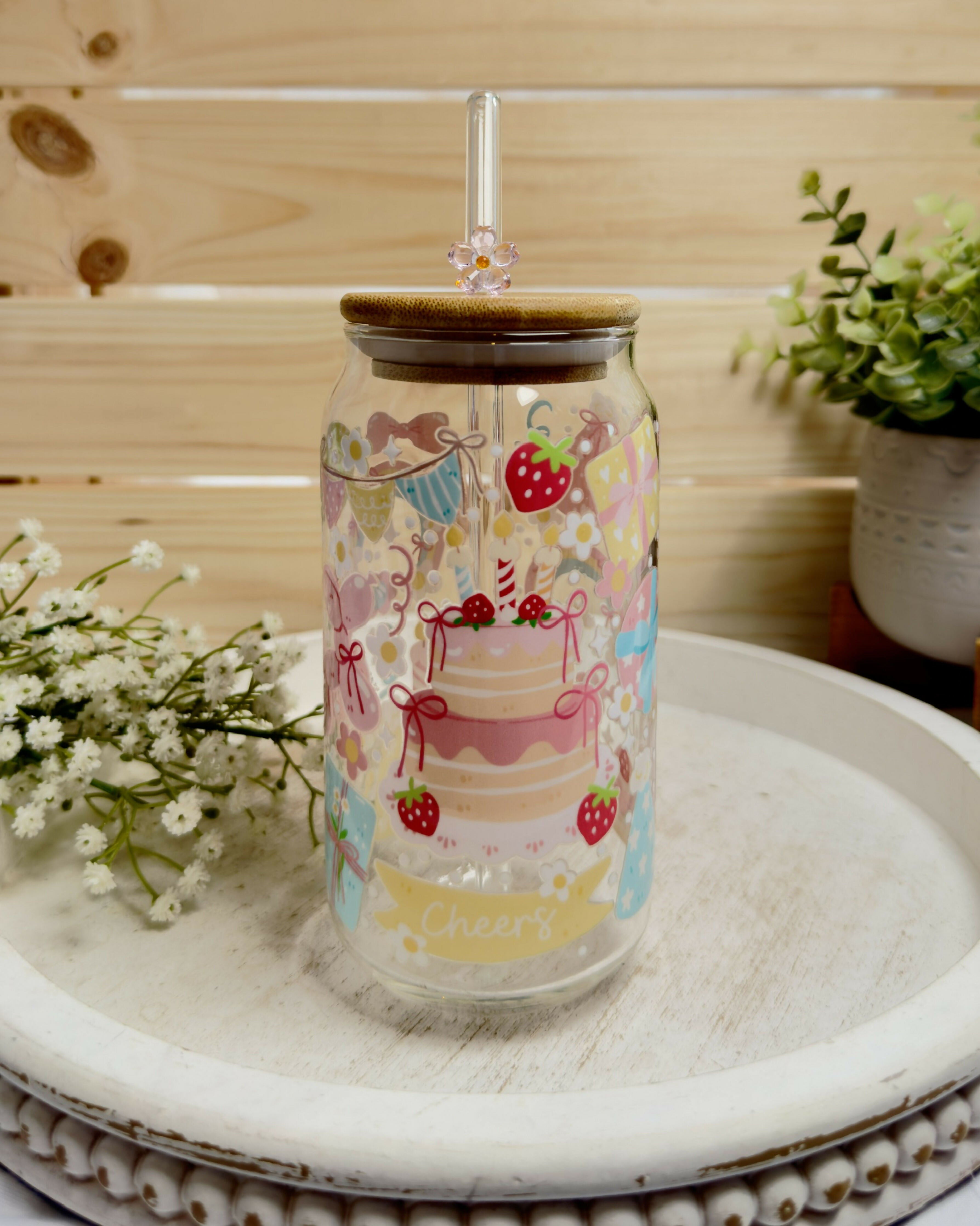 Glass Can Birthday Party Cheers Celebration