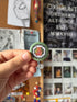 Pixel Salmon Sushi Pin Badge In Green