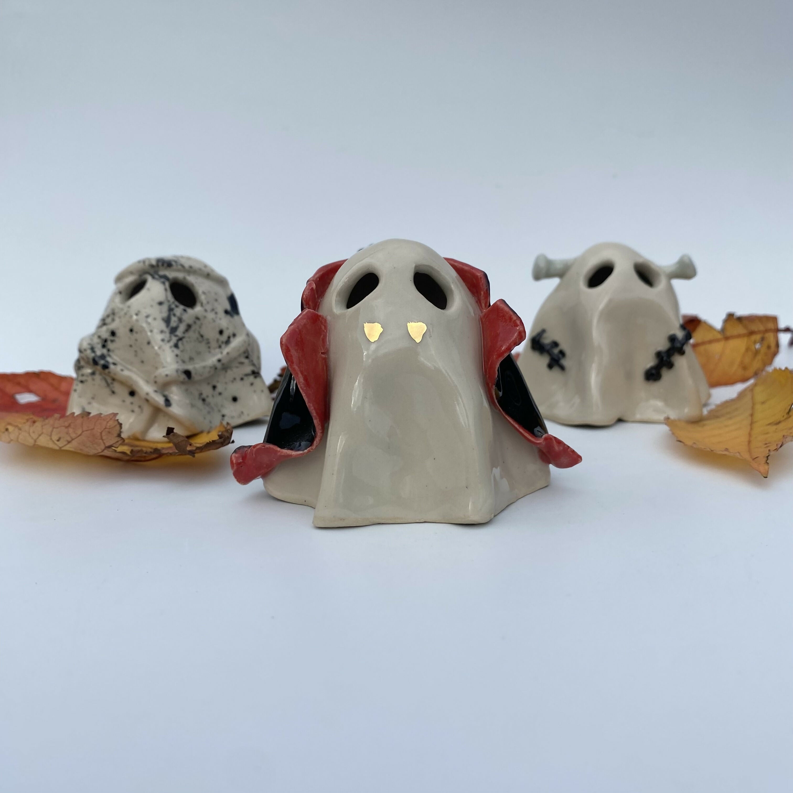 Handmade Ceramic Ghost Ornament Halloween Mystery Box