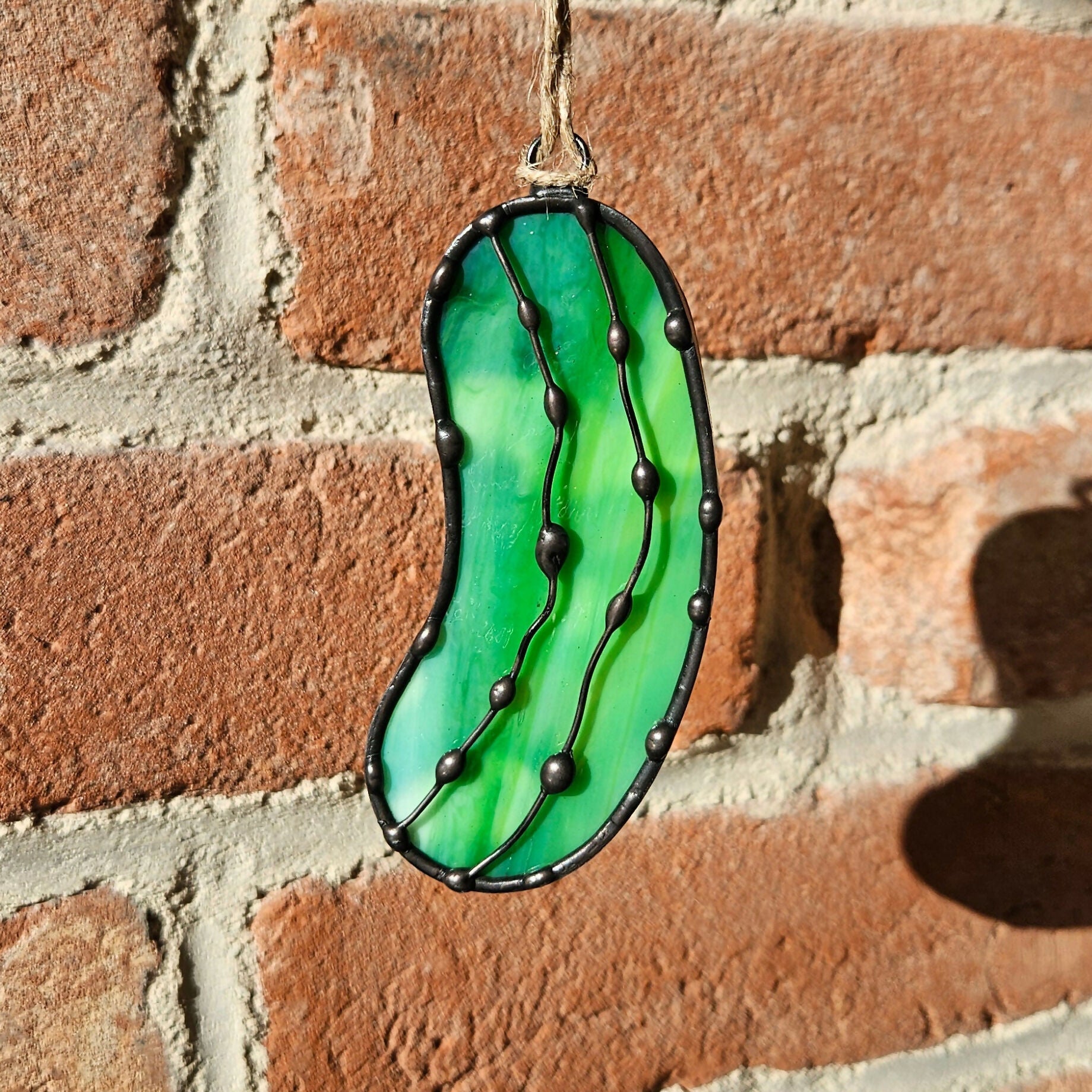 Mottled Green Pickle Stained Glass Decoration