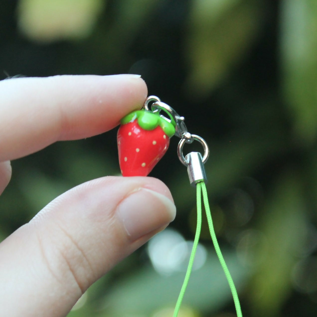 Handmade Polymer Clay Red Strawberry Phone Charm