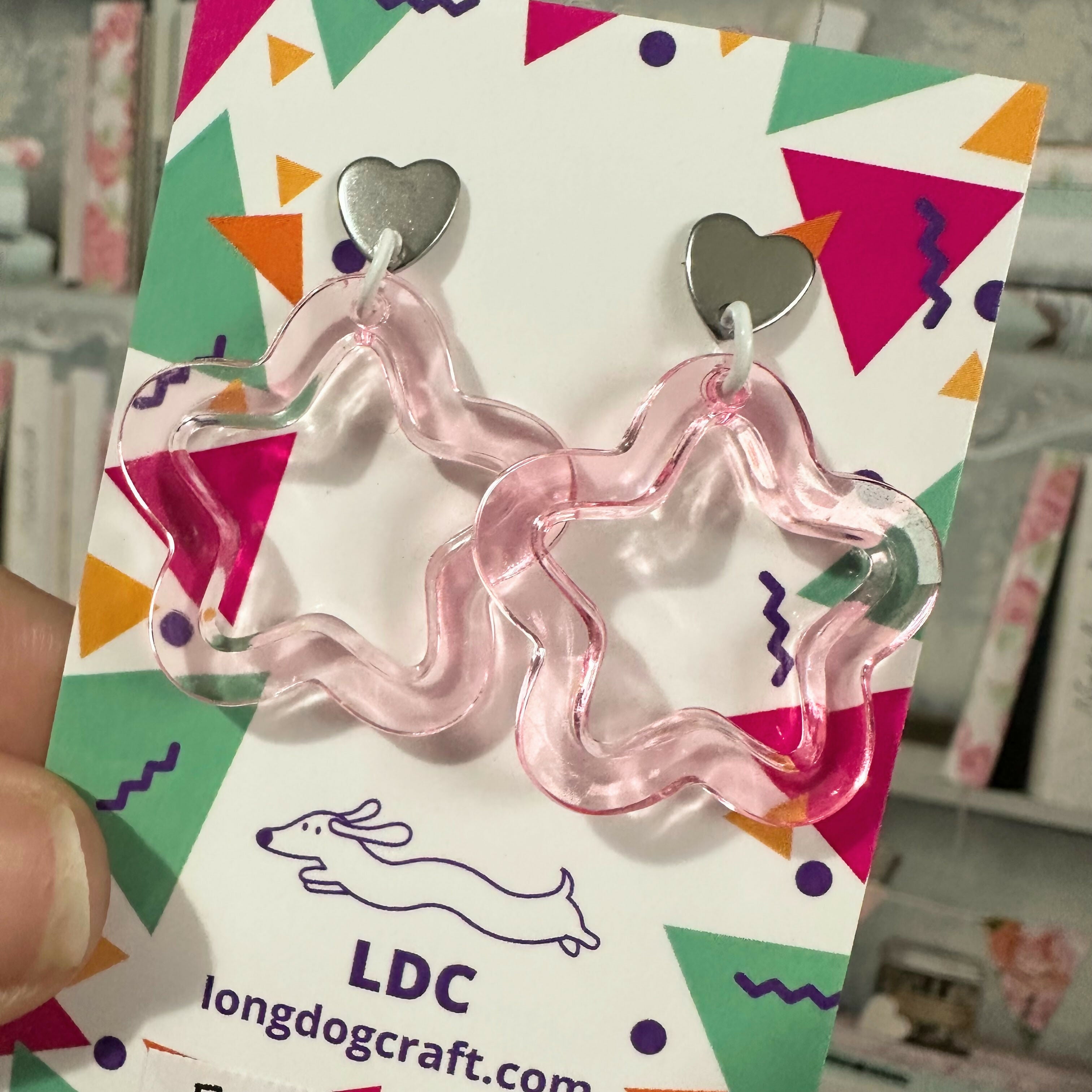 Acrylic Star Drop Stud Pink