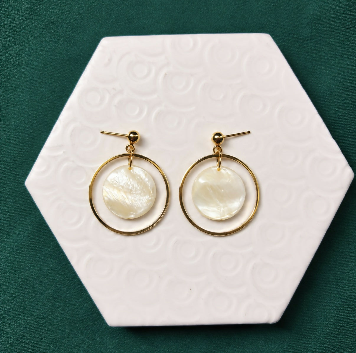 Jessie Pearl Effect Gold Hoop Statement Earrings