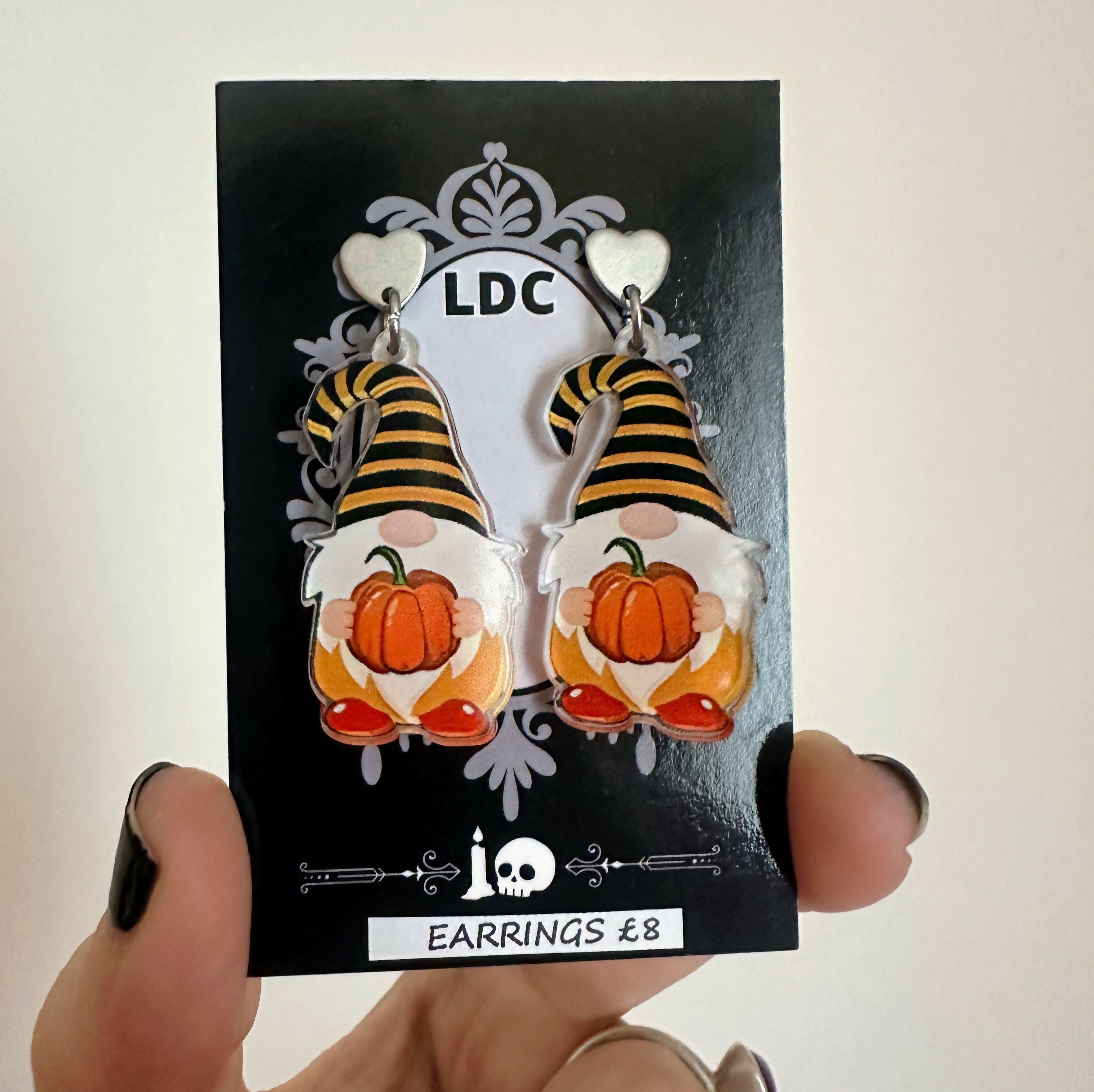 Acrylic Gnome with Pumpkin Earrings