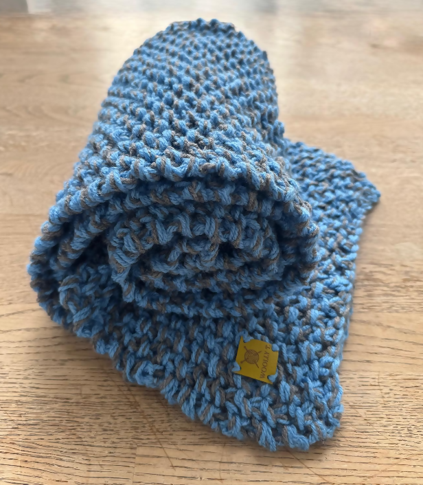 LONG, COSY, UNISEX, 2-COLOUR MIXED SCARF, STRETCHY