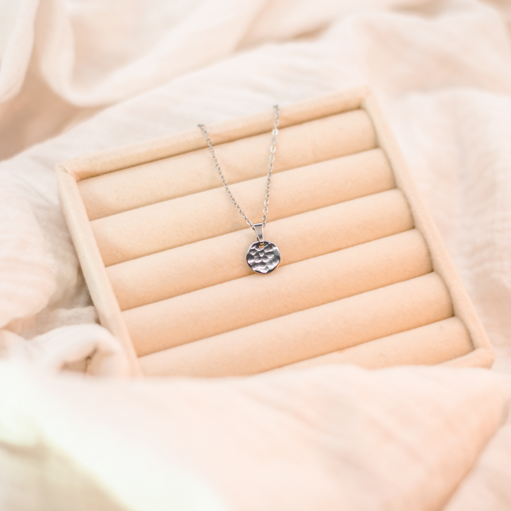 Small Hammered Stainless Steel Necklace