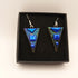 Triangular Earrings with Blue Dichroic