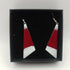 Red and White Enamel Triangular Earrings