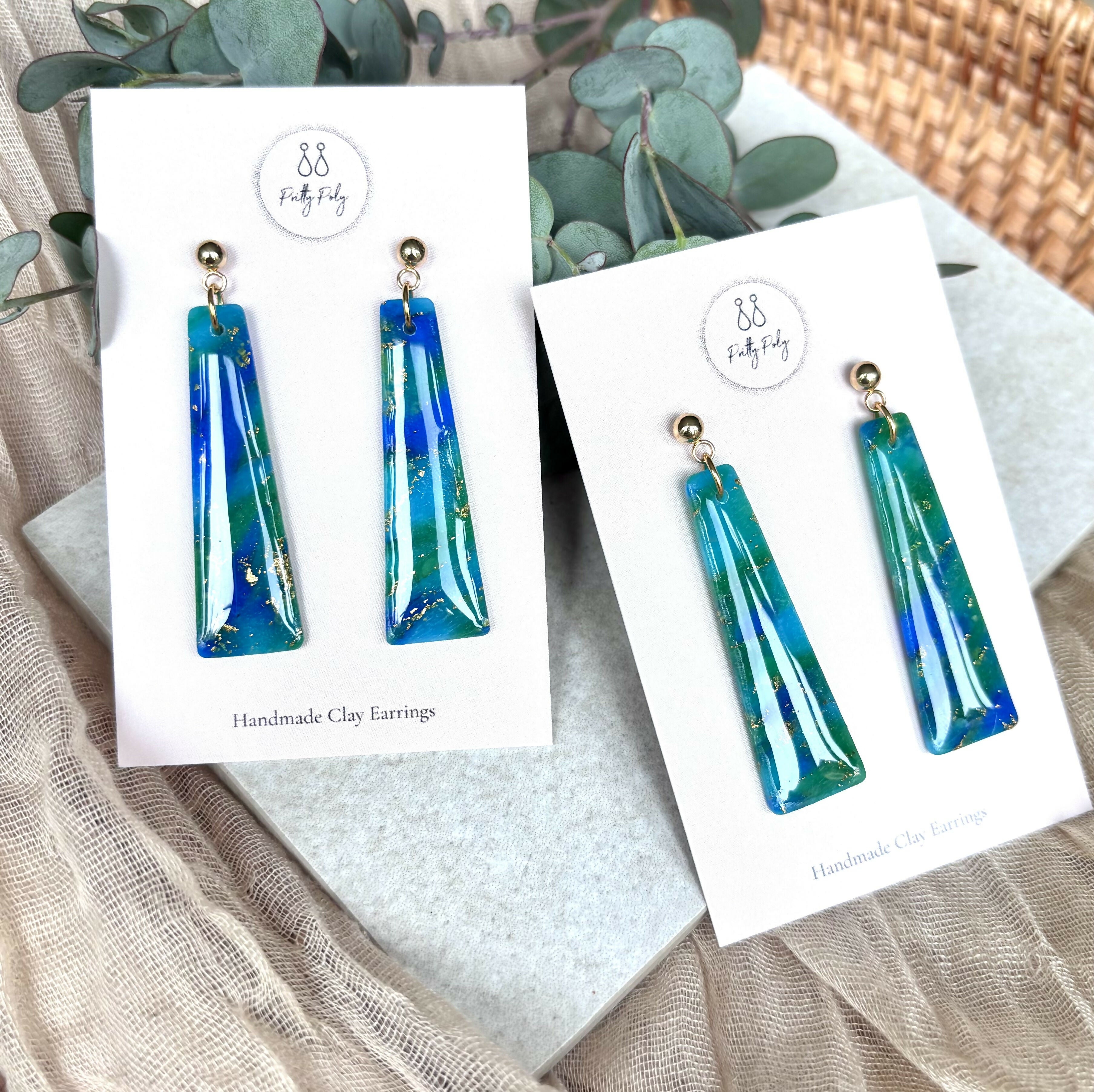 Ocean Dream Collection - Long Dangle Polymer Clay Earrings